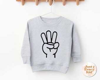Camiseta de cumpleaños número 3 con tres dedos, Sudadera de cumpleaños para niño pequeño de tres años, Conjunto para niño de tres años, Camiseta con el símbolo de la mano para el año 3, Regalo de cumpleaños para niños