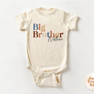 Big Brother Toddler Shirt, Sibling Natural Infant, Pregnancy Reveal Shirt, Big Brother Bodysuit, Name Shirt, Custom Big Brother, Youth Tee image 3