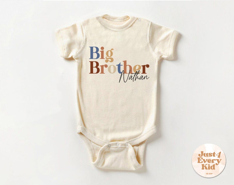 Big Brother Toddler Shirt, Sibling Natural Infant, Pregnancy Reveal Shirt, Big Brother Bodysuit, Name Shirt, Custom Big Brother, Youth Tee image 3