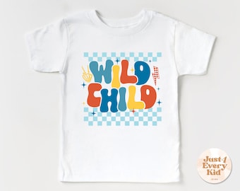 Chemise pour enfant Wild Chils, Wild and One, cadeau pour votre petit enfant sauvage, chemise bébé, chemise pour tout-petit, chemise bohème pour enfant, bambin naturel rétro