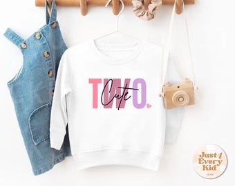 Sudadera bonita para dos cumpleaños, atuendo para niña de segundo cumpleaños, suéter para niña de cumpleaños, suéter bonito para niña de cumpleaños, atuendo para segundo cumpleaños