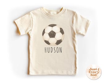 Gepersonaliseerde voetbalshirt voor jongens, aangepaste naam kinder T-shirt, voetbalshirt peuter, voetbalcadeau baby, verjaardagsoutfit