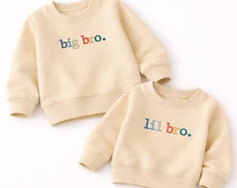 Sudadera de hermano mayor, hermano menor, hermana mayor, hermana menor, camisetas bordadas para hermanos, suéteres a juego para niños, atuendo para hermano y hermana, revelación de embarazo