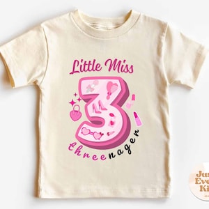Threenager Toddler Shirt, Third Birthday Shirt Girl, Little Miss Threenager, 3rd Birthday Shirt, Girlie Birthday Shirt, Birthday Outfit
