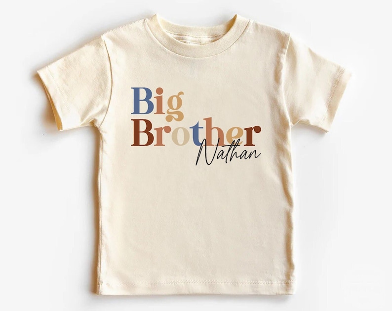 Big Brother Toddler Shirt, Sibling Natural Infant, Pregnancy Reveal Shirt, Big Brother Bodysuit, Name Shirt, Custom Big Brother, Youth Tee image 1