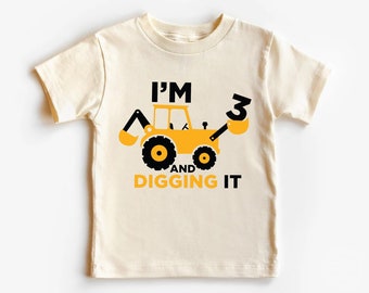 Construction Birthday Shirt, Excavator Toddler Tee, Construction Birthday Party Shirt, Gift for Toddler Boy, 3rd Birthday Toddler Shirt