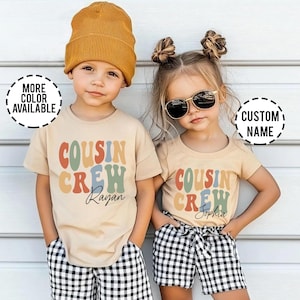 Maglietta personalizzata con scritta "Cugino Crew", maglietta con scritta "Cugino Crew" per bambini, maglietta con nome, magliette personalizzate con scritta "Cugino Crew", simpatica maglietta naturale con scritta "Cugino Crew" per bambini