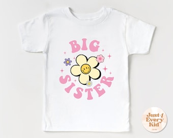 Big Sister Toddler Shirt, Retro Kids Pregnancy Announcement Shirt, Sibling Natural Infant, Pregnancy Reveal Shirt, Boho Floral Kids T-shirt