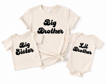 Big Brother Big Sister Shirts – Lil Brother Baby Bodysuit, Sibling Announcement Outfit, Pregnancy Reveal Kids Shirts