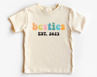 Personalized Besties Baby Body, Retro Best Friends Bodysuit, Best Friends Shirts, Cute Natural Baby Bodysuit, Besties Like Our Moms, BFF Tee