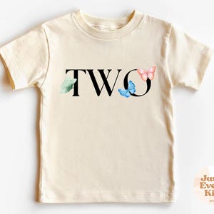 TWO Shirt, Second Birthday Shirt, Birthday Girl Shirt, 2nd Birthday Outfit, Second Birthday Kids Shirt, Butterflies T-shirt, Two Year Old