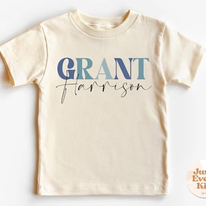 Personalized Boys Name Toddler Shirt, Cute Custom Natural Kids Shirt, Personalized Kids Shirt, Custom Toddler Retro T-Shirt, Name Kids Tee