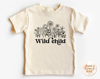 Wild Child Kids Retro Shirt, Retro Natural Infant, Peuter & Jeugd Tee, Schattig Hippie Peuter Shirt, Flower Child Girls Tee, Wildflower Shirt