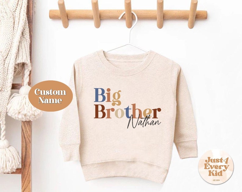 Big Brother Toddler Shirt, Sibling Natural Infant, Pregnancy Reveal Shirt, Big Brother Bodysuit, Name Shirt, Custom Big Brother, Youth Tee image 2