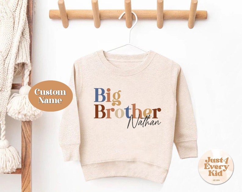 Chemise grand frère pour tout-petit, frère et sœur bébé naturel, chemise grossesse, body grand frère, chemise prénom, grand frère personnalisé, t-shirt pour jeune image 2