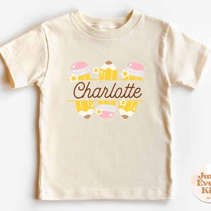 名前入りのパーソナライズされた新学期用キッズTシャツ - カスタム鉛筆デザイン、幼稚園や保育園の女の子へのかわいいギフト