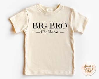 Custom Name Big Brother Toddler Shirt, Pregnancy Reveal Shirt, Pregnancy Announcement, Natural Big Brother Gift, Big Brother Baby Bodysuit