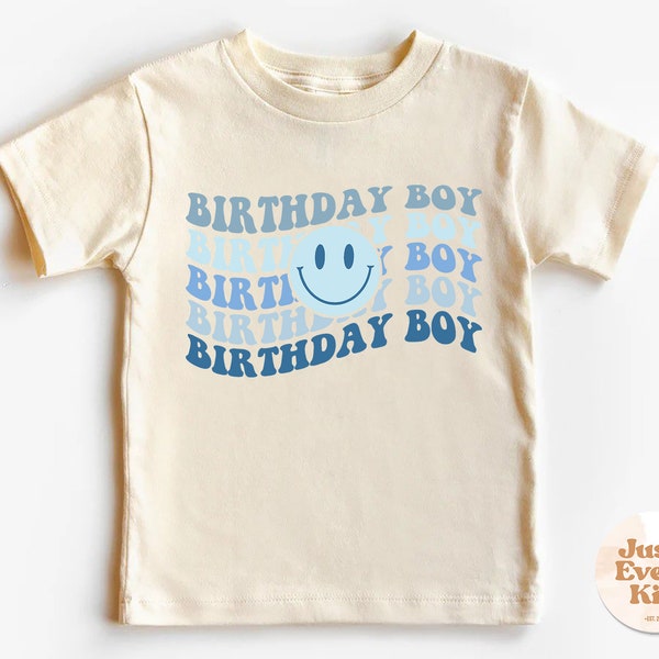Birthday Boy Toddler Shirt, Cute Retro Kids Shirt, Rainbow Natural Toddler Tee, Retro Birthday Boy Toddler Shirt, Cute Boys Natural Toddler