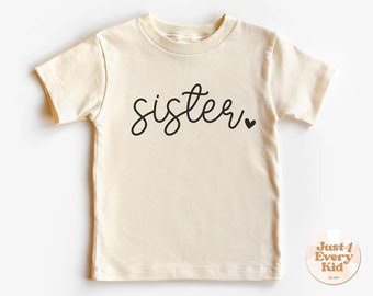 Chemise pour petite soeur, cadeau pour soeur, faire-part de grossesse, chemise pour faire-part de bébé, chemise rétro pour enfant, t-shirt naturel pour tout-petit et jeune frère et sœur