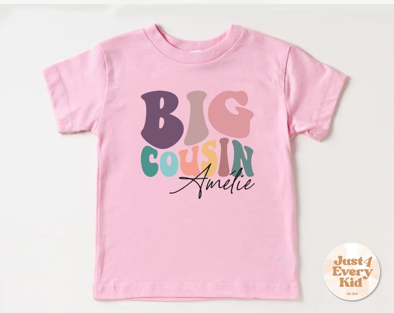 Personalisiertes Cousin Crew Shirt, großer Cousin Kleinkind Shirt, Namen Shirt, Benutzerdefinierter großer Cousin T-Shirts, niedliches Cousin Natürliches Kleinkind T-Shirt Pink