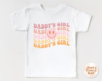 Camiseta de "Niña de papá", camiseta de "Niña de papá", camiseta de anuncio, revelación de embarazo, regalos para papá primerizo, camiseta retro con cara feliz, camiseta para niña pequeña