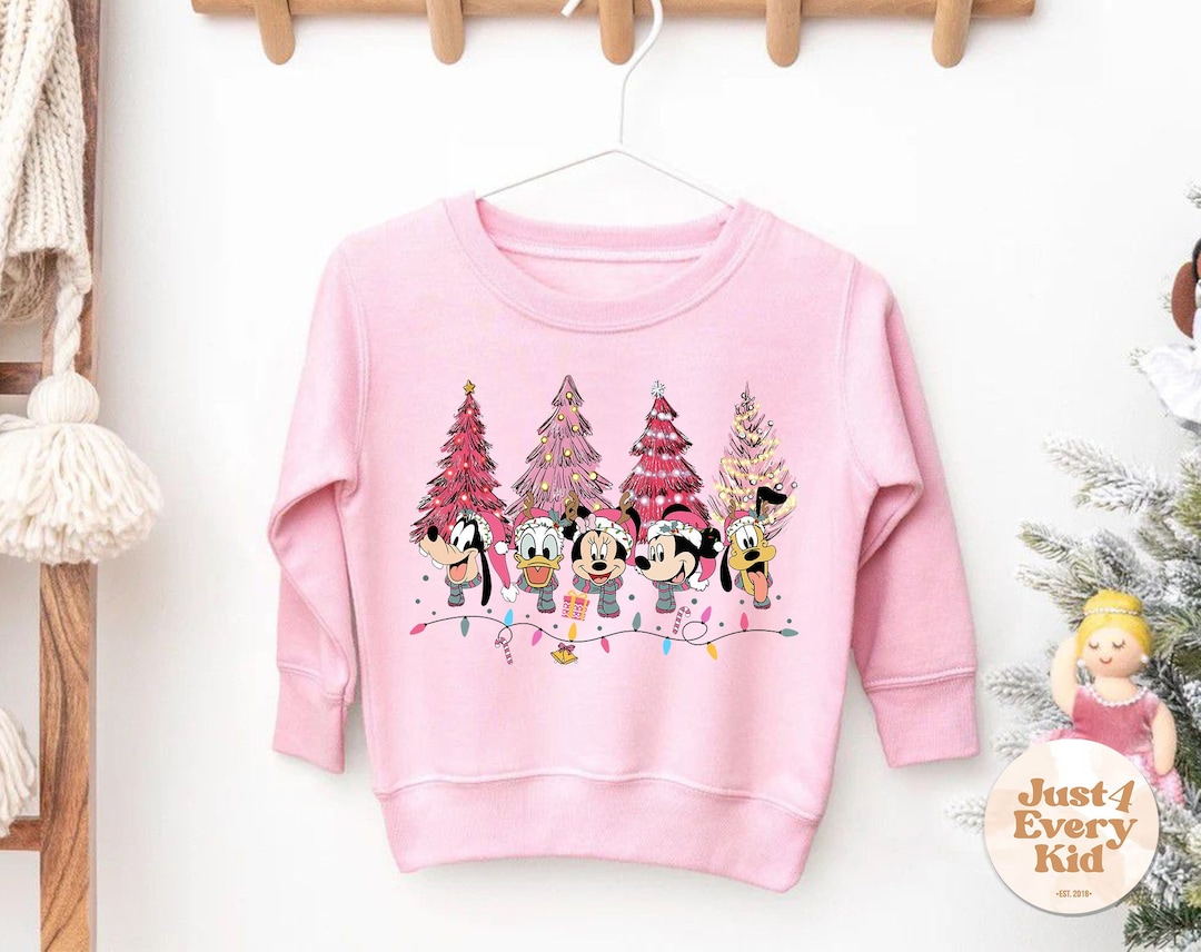 Pink Toddler Christmas Sweater Kids Christmas Sweatshirt Pink Tree Pink toddler christmas sweater kids christmas sweatshirt pink tree