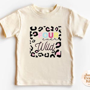 Four Ever Wild, Girls 4th Birthday, Fourth Birthday Outfit, Birthday Girl Shirt, Leopard Safari Jungle, Four Year Old Birthday Shirt