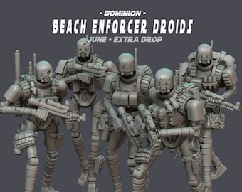 5x Beach Enforcer Droid Squad - Interstellar Civil War - 3D Resin Printed, 35mm Scale