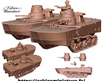 Ka-Mi Japanese Amphibious Tank - 3D Resin Printed, 28mm Scale