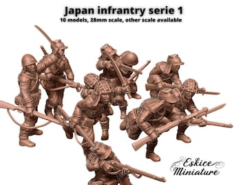 10x Japanese Army Rifle Squad - World War 2 - 3D Resin Printed, 28mm Scale