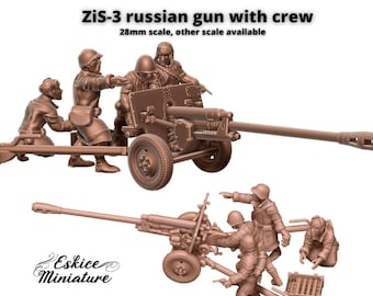 Zis-3 Russian Anti-tank Gun - 3D Resin Printed, 28mm Scale
