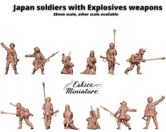 6x Japanese Soldiers with AT Weapons - World War 2 - 3D Resin Printed, 28mm Scale