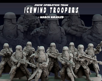9x Icewind Troopers Snow Operation Bundle - Interstellar Civil War - 3D Resin Printed, 35mm Scale