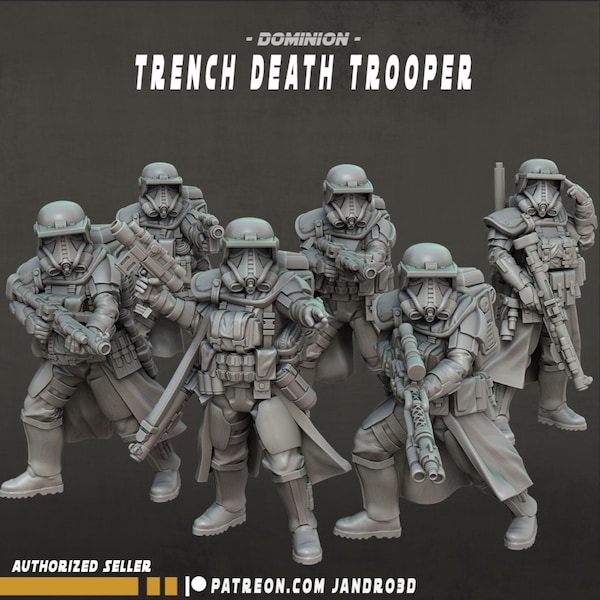 6x Trench Death Trooper Tactical Unit - Interstellar Civil War - 3D Resin Printed, 35mm Scale