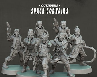7x Space Corsair Squad - Interstellar Civil War - 3D Resin Printed, 35mm Scale