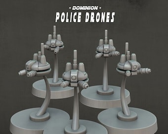 5x Police Drones - Interstellar Civil War - 3D Resin Printed, 35mm Scale