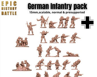 Early War German Infantry Pack - 3D Resin Printed, 15mm Scale