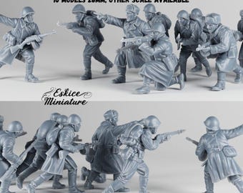 10x Soviet Army Stalingrad Infantry Squad - World War 2 - 3D Resin Printed, 28mm Scale