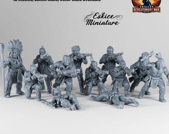 12x Revolutionary Native Americans - 3D Resin Printed, 28mm Scale