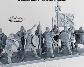 10x Byzantine Spearmen Squad - 3D Resin Printed, 28mm Scale
