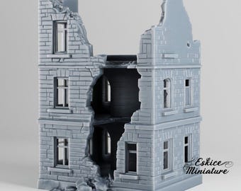 Russian Destroyed Building Terrain - 3D FDM Printed, 28mm Scale