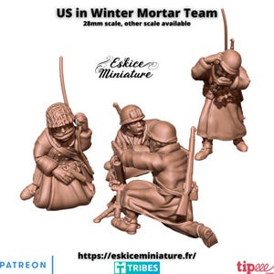 United States Winter Mortar Team - 3D Resin Printed, 28mm Scale