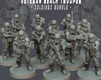 11x Veteran Beach Trooper Bundle - Interstellar Civil War - 3D Resin Printed, 35mm Scale
