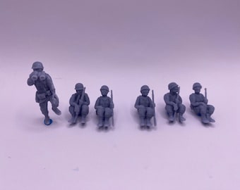 6x US Army Vehicle Rider Infantrymen - World War 2 - 3D Resin Printed, 28mm Scale