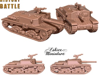 5x Semonvente Italian Self-Propelled Guns - 75/18 or 75/34 - 3D Resin Printed, 15mm Scale