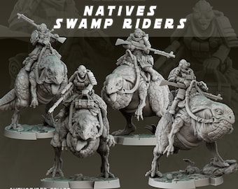 4x Native Swamp Riders - Interstellar Civil War - 3D Resin Printed, 35mm Scale