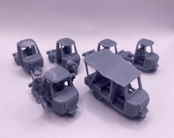 6x Tuk Tuk Trucks with Vietcong Crew - 3D Resin Printed, 28mm Scale