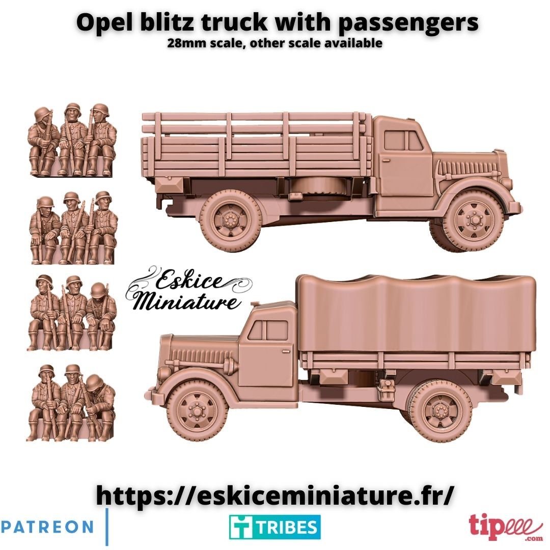 Herpa - 745116 - Opel Blitz Hochbatte Et Batte Remorque avec