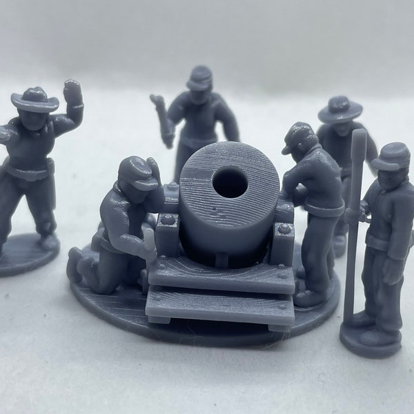 American Civil War Heavy Mortar with Crew - 3D Resin Printed, 15mm Scale