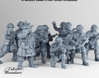 10x Scottish Infantry Squad - World War 2 - 3D Resin Printed, 28mm Scale